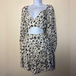black and white floral dress